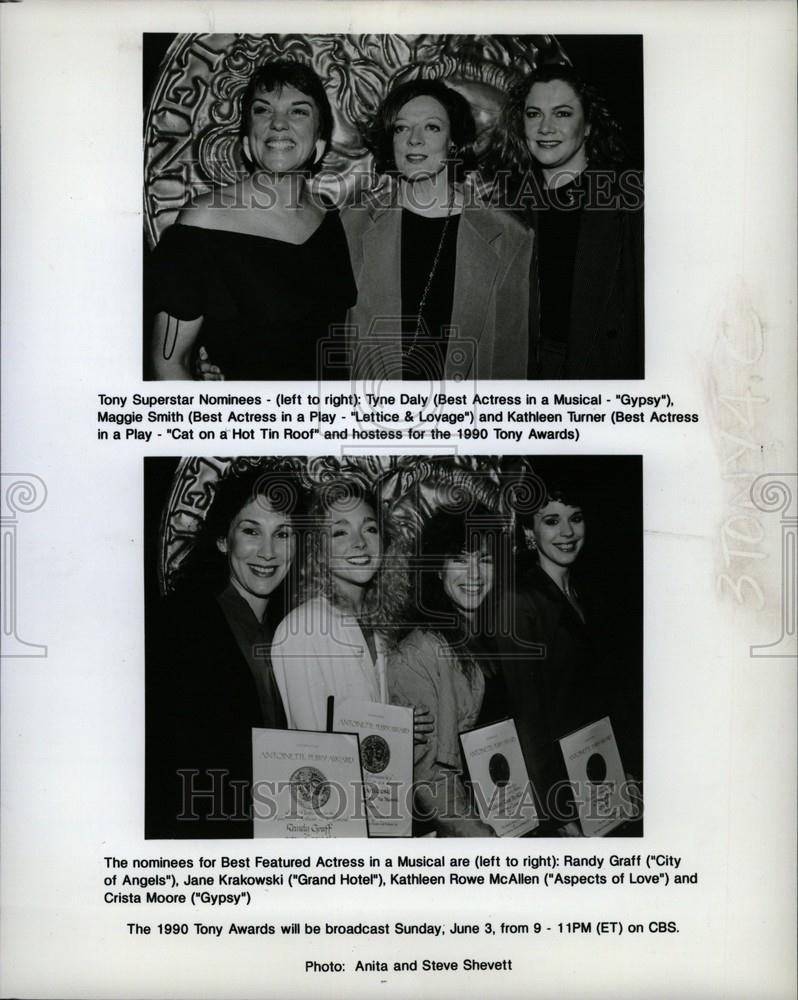 1990 Press Photo TYNE DALY TONY SUPERSTAR NOMINEES - Historic Images