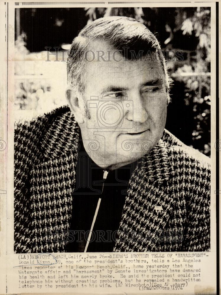 1974 Press Photo Donald Nixon brother Newport Beach - Historic Images