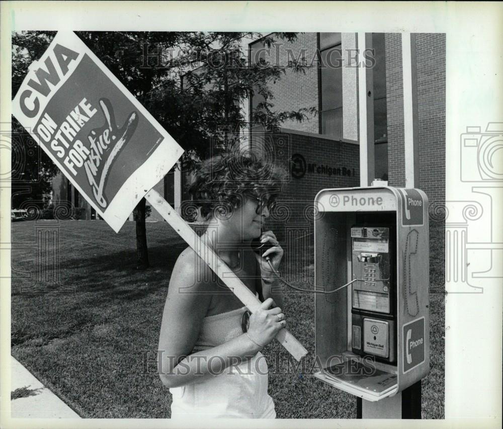 1986 Press Photo Bobbie Williams Michigan Bell Strike - Historic Images