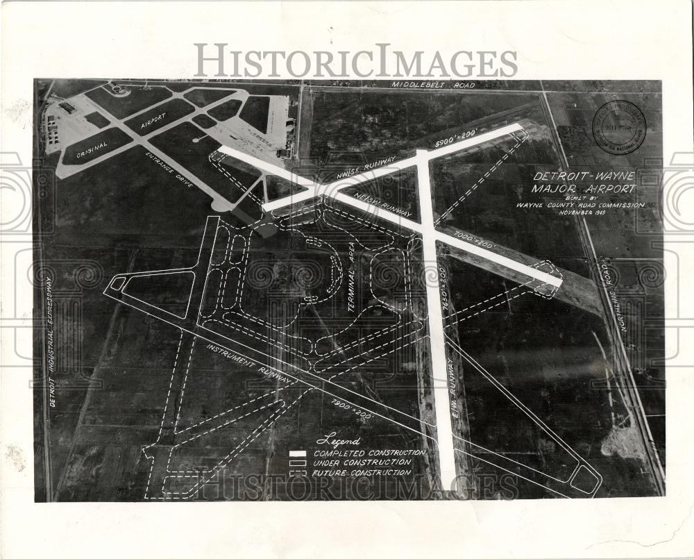 1949 Press Photo Wayne County Airport Progress - Historic Images