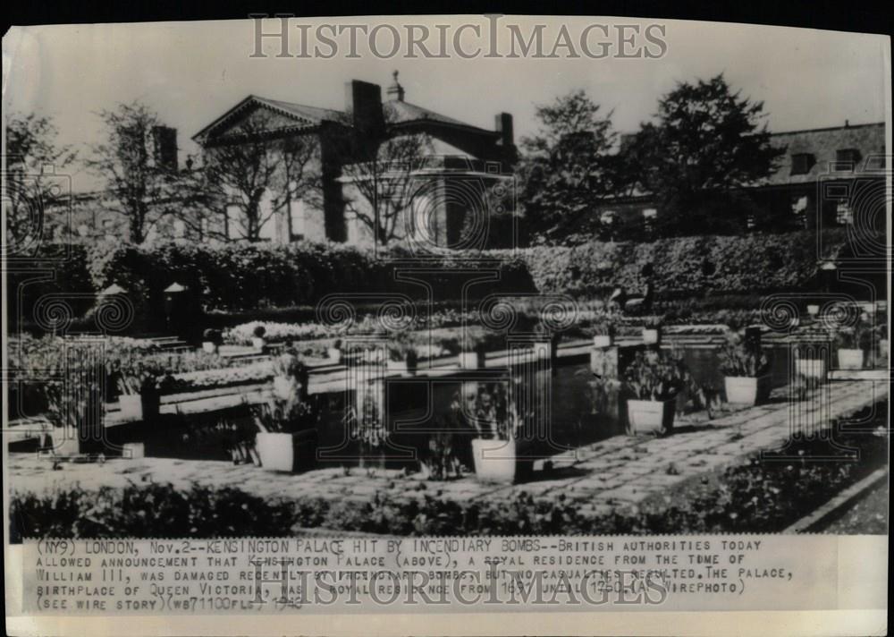 1948 Press Photo kensington palace incendiary bombs - Historic Images