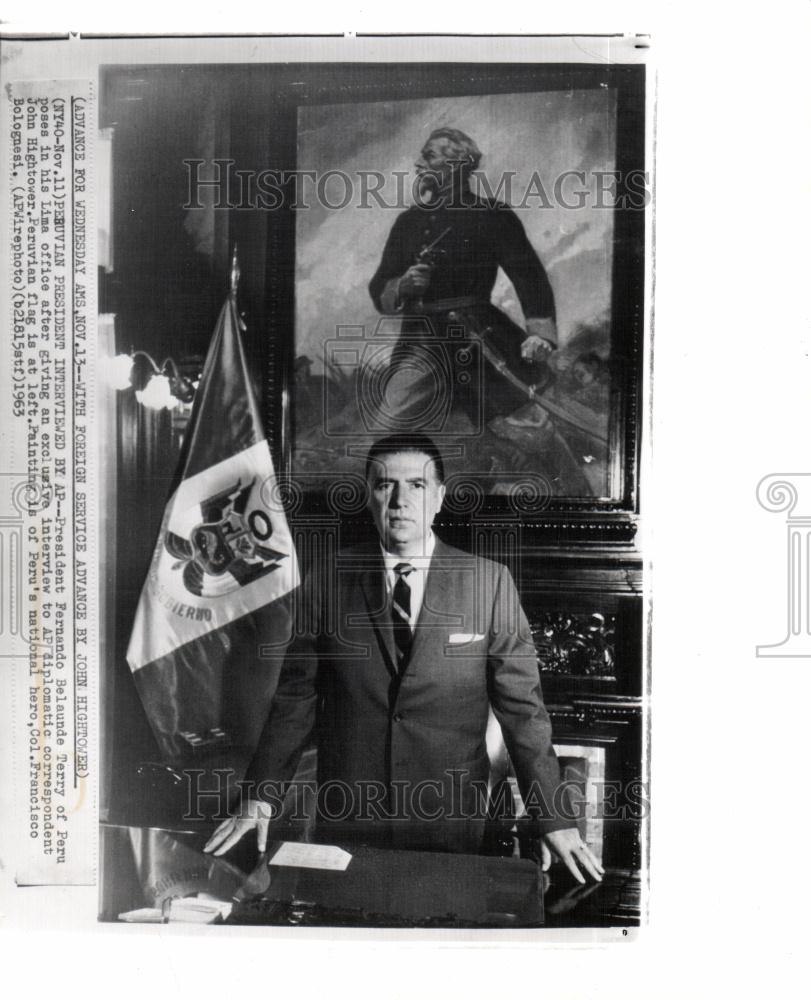 1963 Press Photo Fernando Terry President Peru Lima - Historic Images