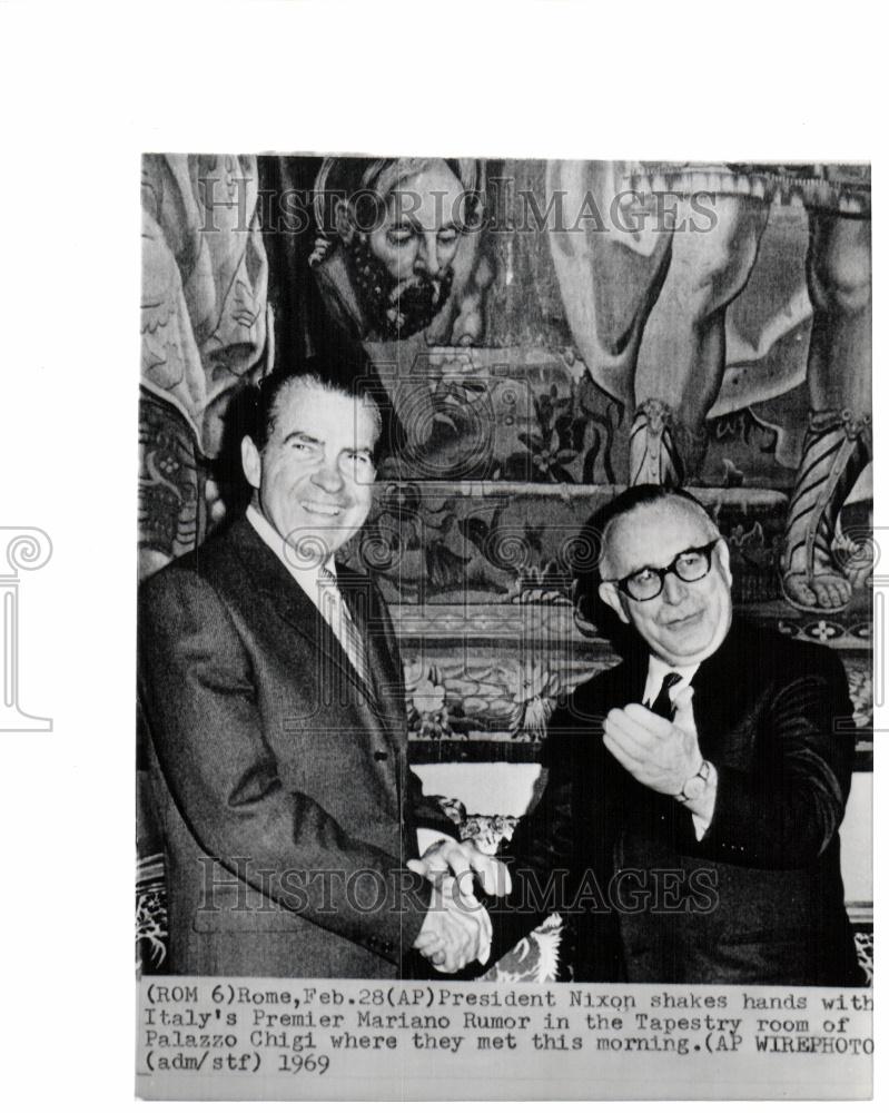 1969 Press Photo Nixon Premier Mariano Rumor Italy 1969 - Historic Images