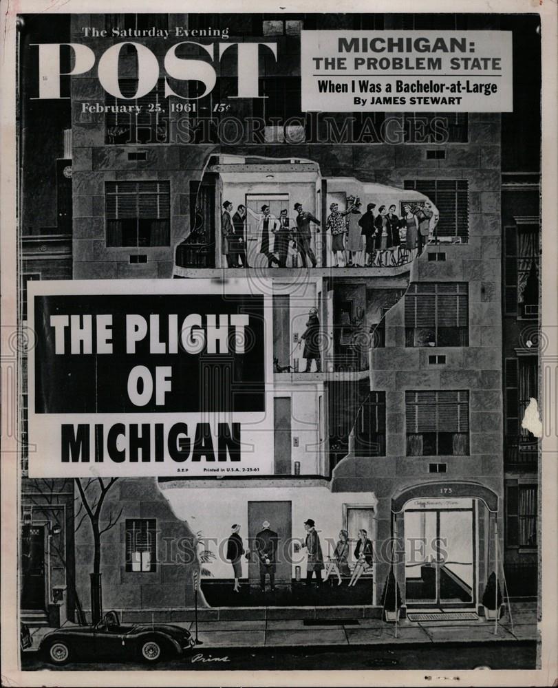 1961 Press Photo Michigan Historic Post - Historic Images