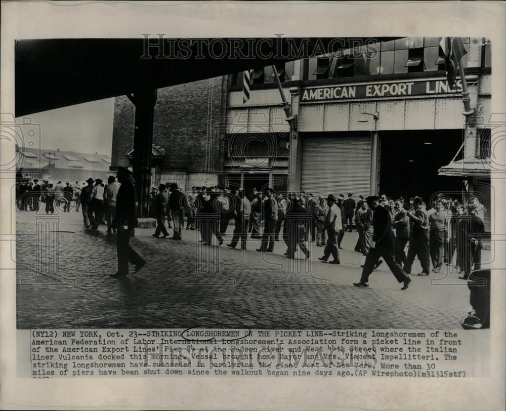 1951 Press Photo strking lonshoremen american export - Historic Images