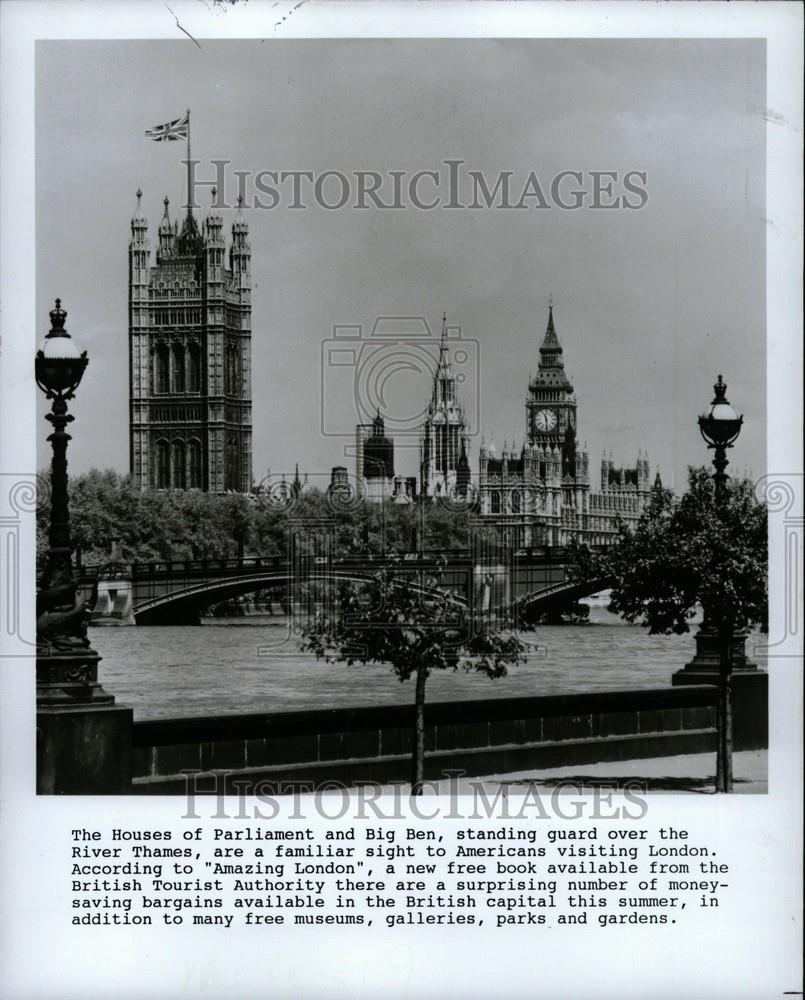 1991 Press Photo Houses Parliament Big Ben River Thames - Historic Images