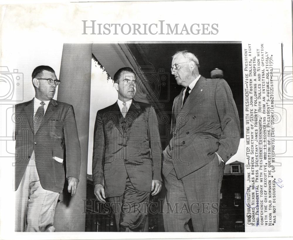 1956 Press Photo James Hagerty VP Richard Nixon Dulles - Historic Images