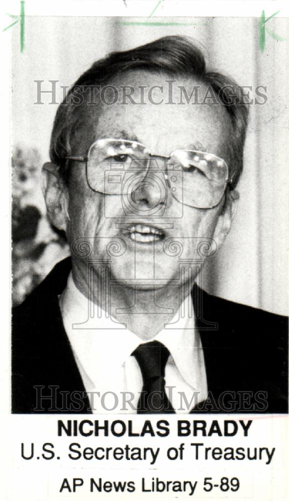 1989 Press Photo Nicholas Brady U.S. Secretary Treasury - Historic Images