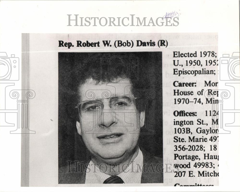 1989 Press Photo Rep. Robert W. (Bob) Davis (R) - Historic Images