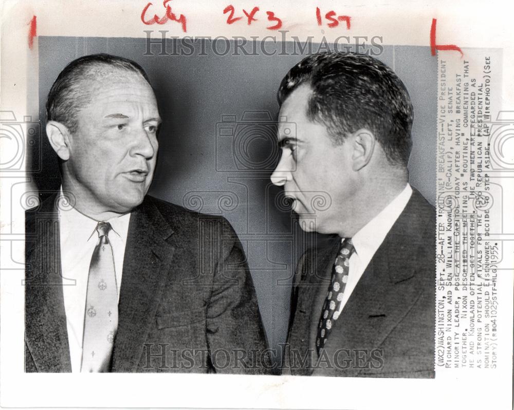 1955 Press Photo VP Richard Nixon Sen William Knowland - Historic Images