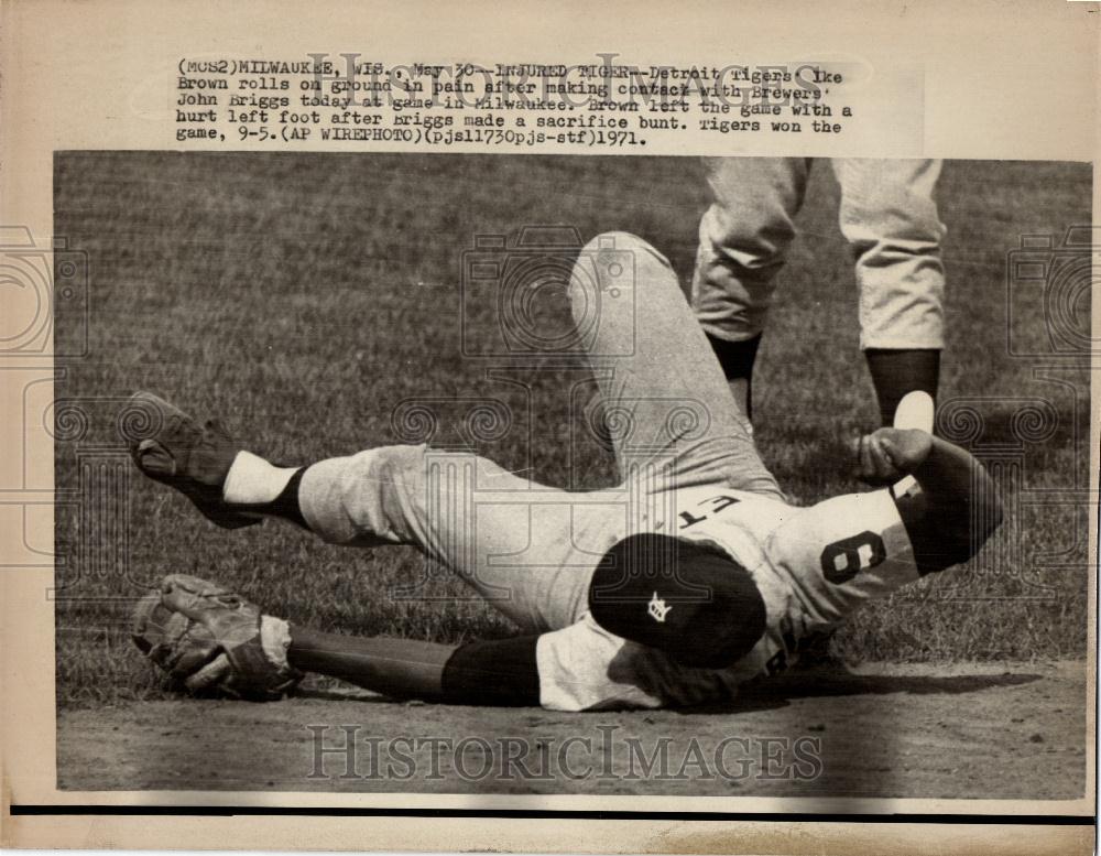 1971 Press Photo Ike Brown Detroit tigers Brewers John - Historic Images