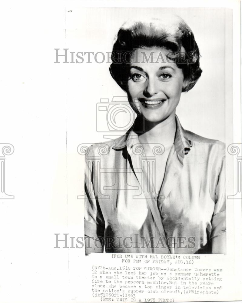 1963 Press Photo Constance Towers TV singer supper club - Historic Images