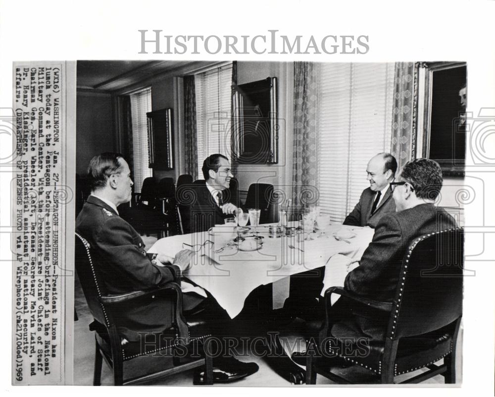 1969 Press Photo Richard Nixon Henry Kissinger Wheeler - Historic Images