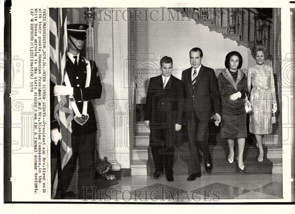 1970 Press Photo Richard Nixon Nicolae Cesusescu dinner - Historic Images