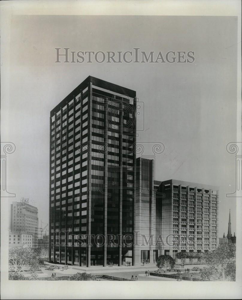 1970 Press Photo Detroit Trade Center addition skyline - Historic Images