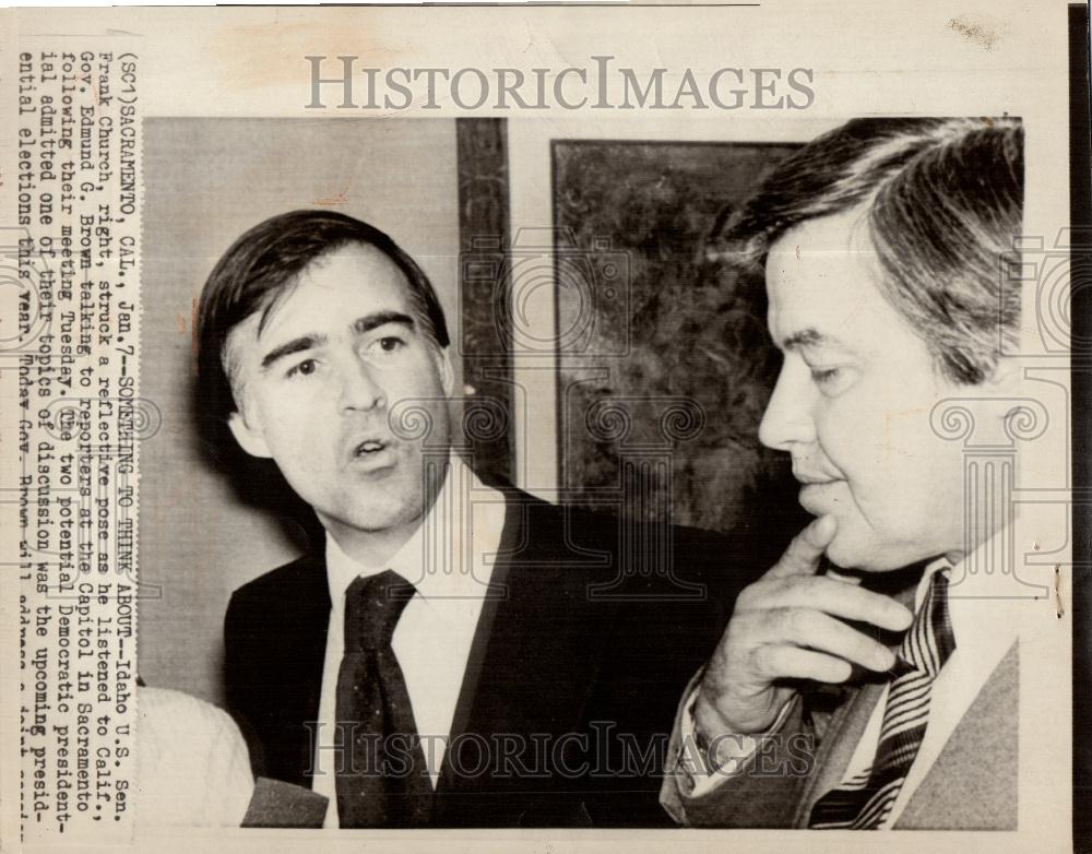 1976 Press Photo Sen. Frank Church Edmund G. Brown - Historic Images