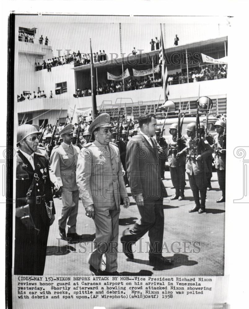 1958 Press Photo Richard Nixon Venezuela attack Caracas - Historic Images