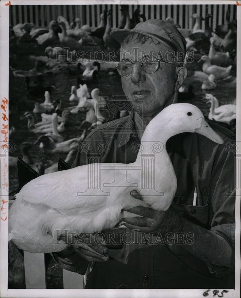 1957 Press Photo goose fred simpson michigan state fair - Historic Images