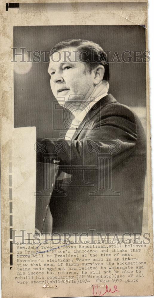 1975 Press Photo Sen John Tower thinks Nixon innocent - Historic Images