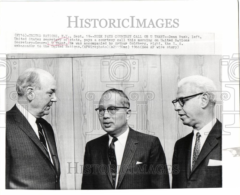 1966 Press Photo dean rusk call on u thant - Historic Images