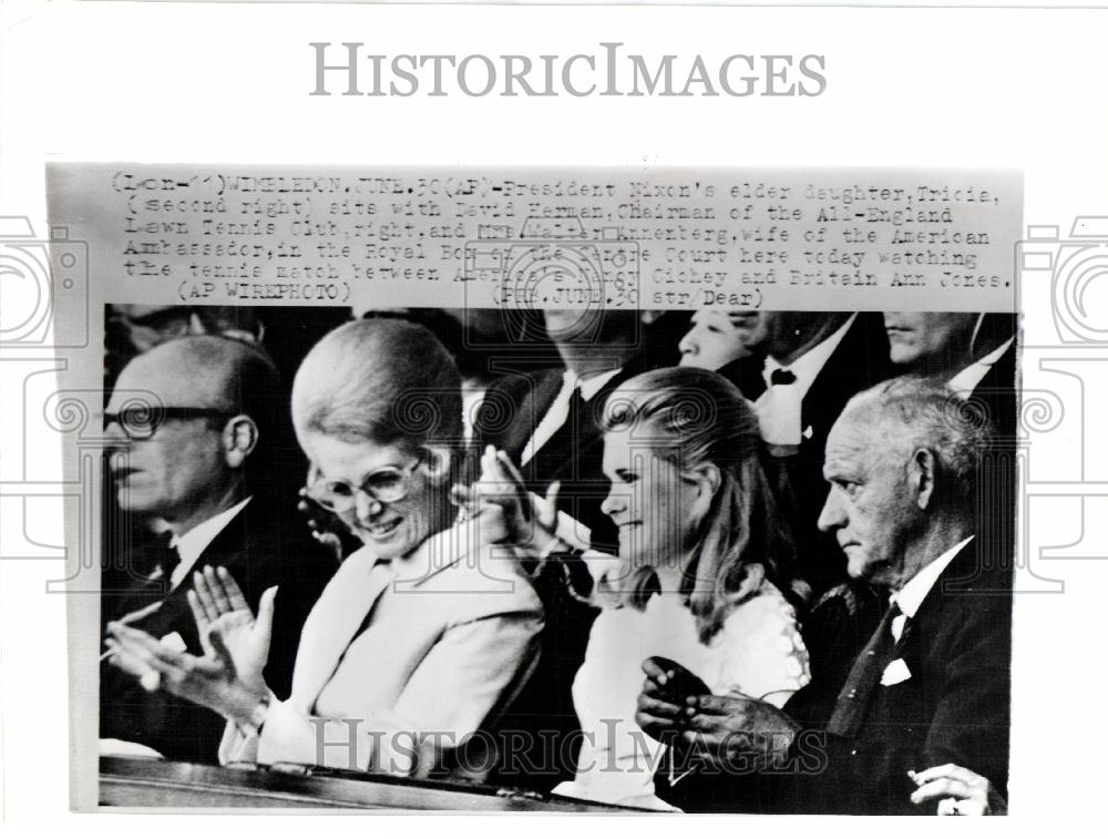 1969 Press Photo Tricia Nixon Cichey-Jones tennis match - Historic Images