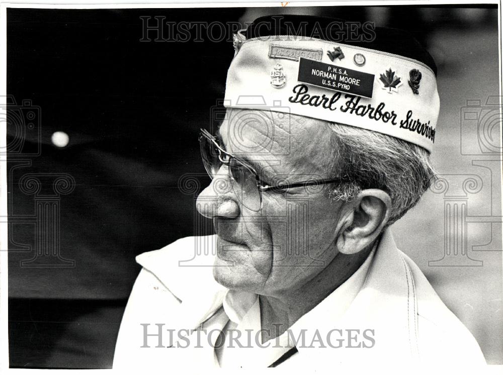 1981 Press Photo Norman Moore Pearl Harbor Survivor - Historic Images