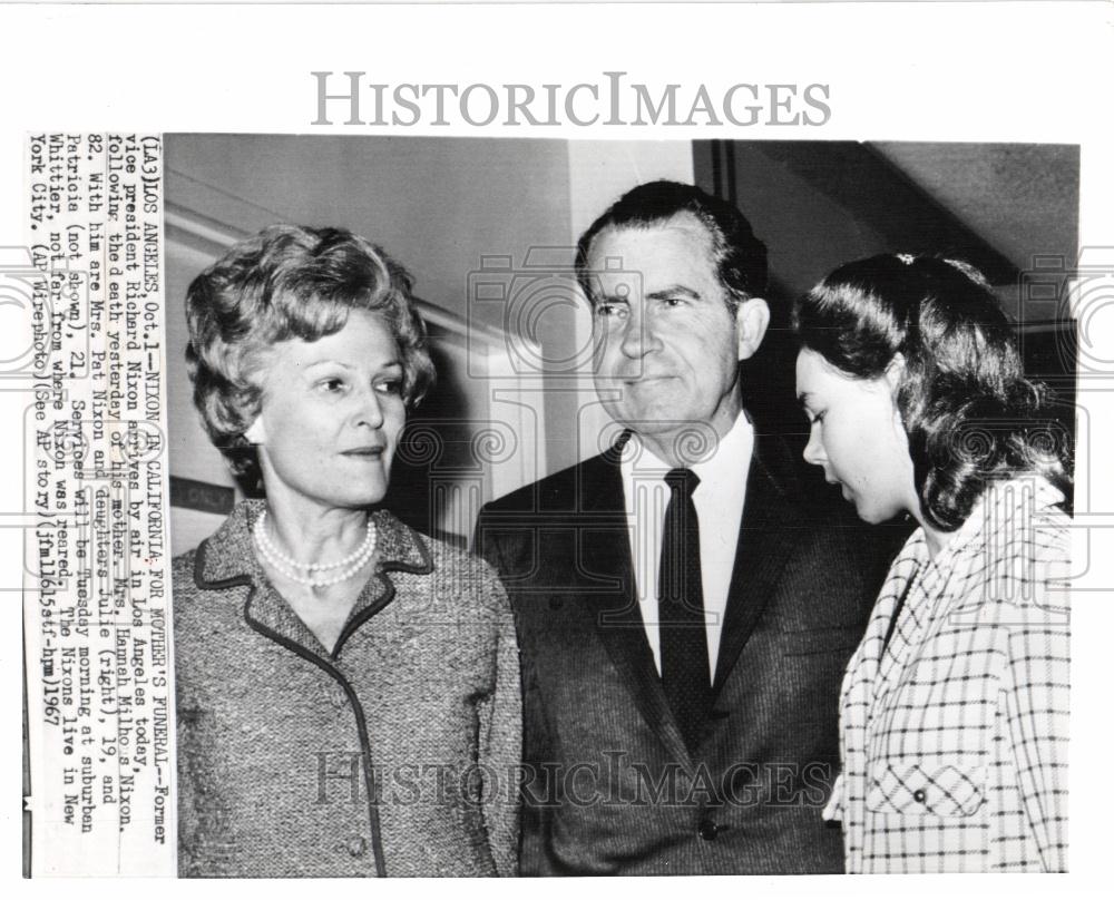 1967 Press Photo Nixon in Calif., for mother&#39;s funeral - Historic Images
