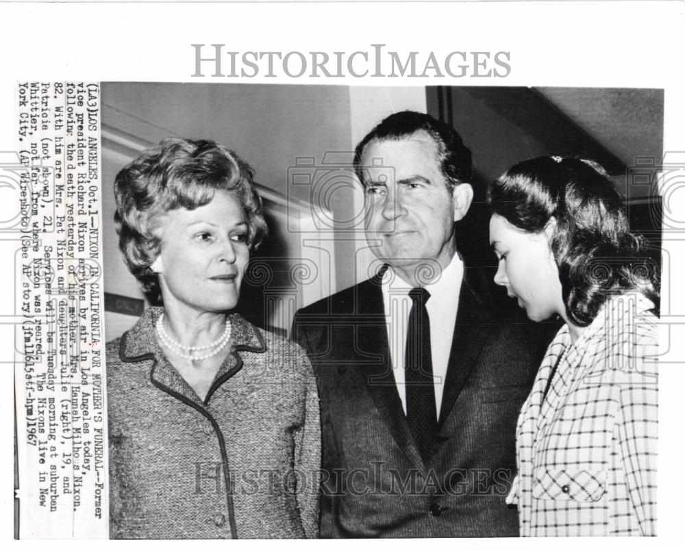 1967 Press Photo Nixon in Calif., for mother's funeral - Historic Images