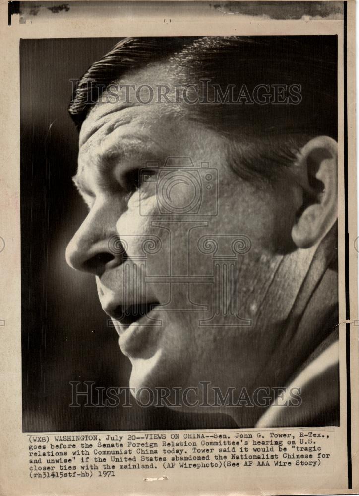 1971 Press Photo Senator John G Tower Senate hearing - Historic Images