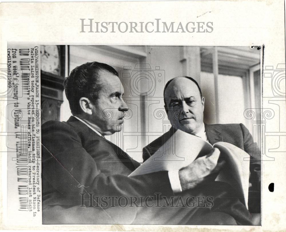 1969 Press Photo Richard Nixon Melvin Laird white house - Historic Images