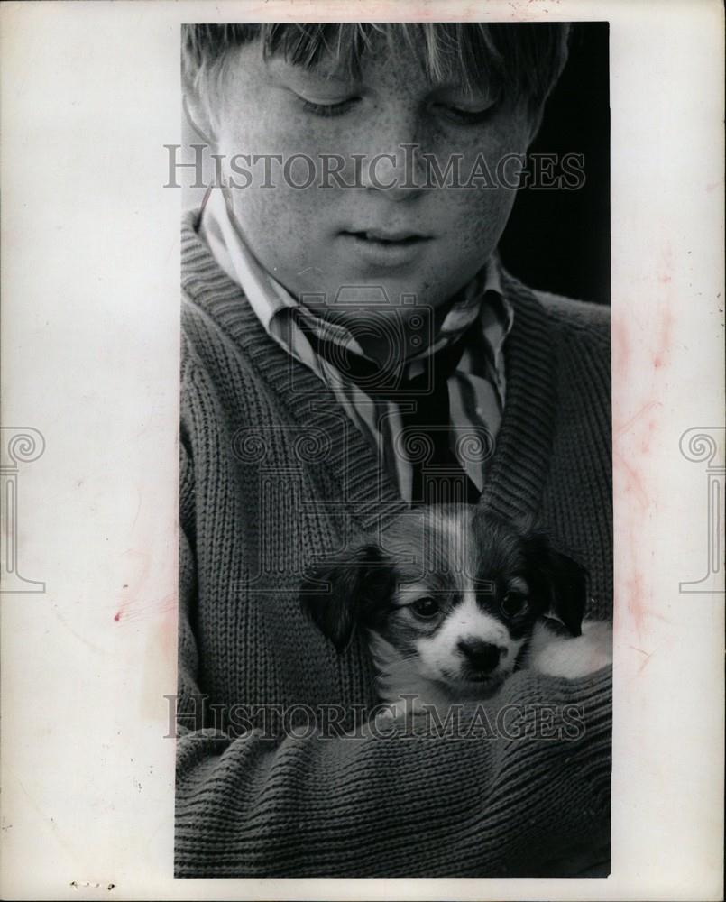 1973 Press Photo Mike Monahan Humane Society dogs Penny - Historic Images