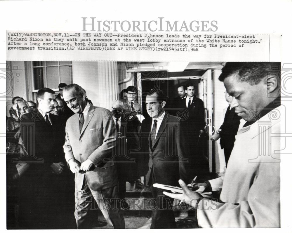 1968 Press Photo President Lyndon Johnson Richard Nixon - Historic Images