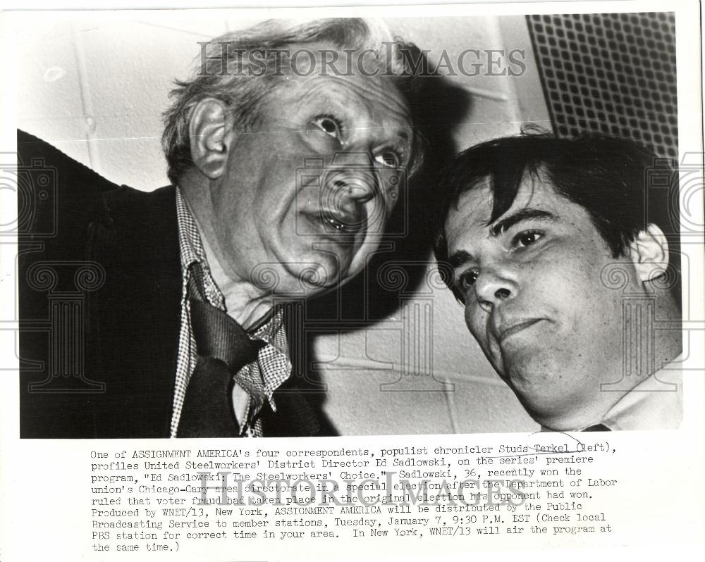 1976 Press Photo Studs Terkel Ed Sadlowski Assignment - Historic Images