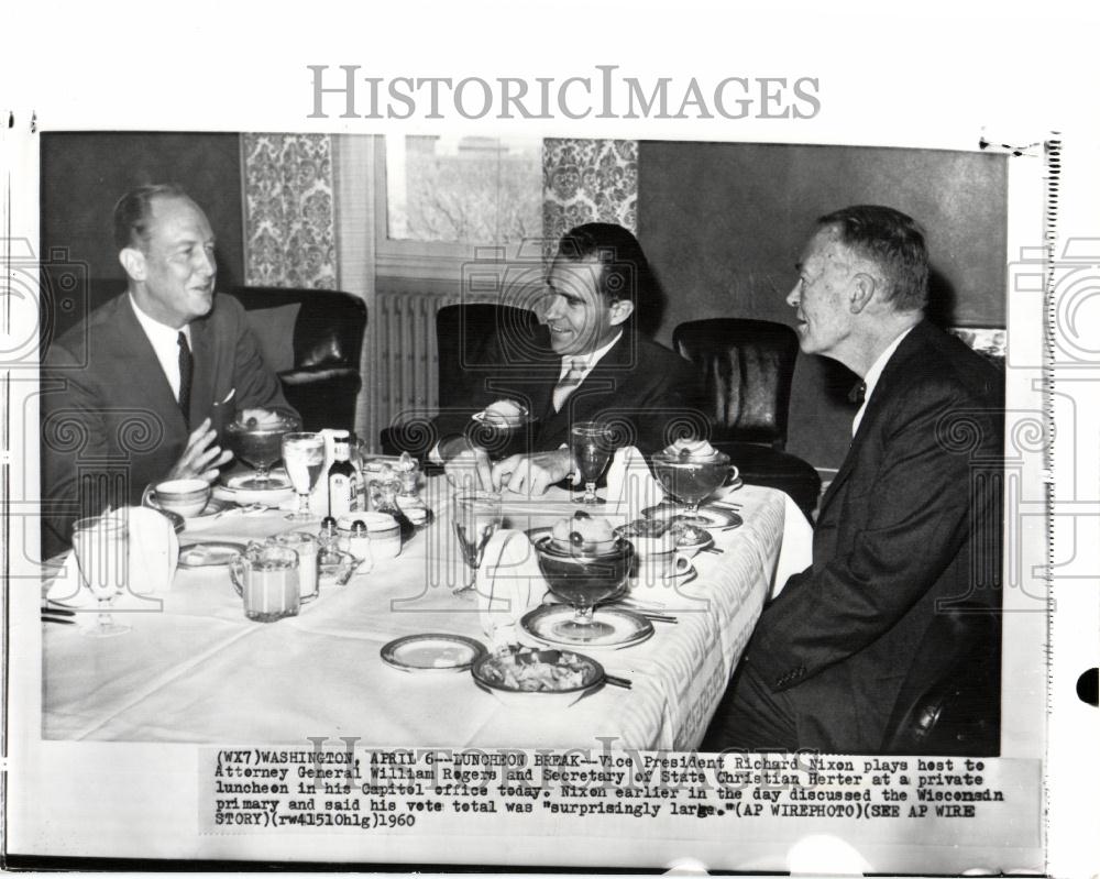 1960 Press Photo Nixon Rogers Herter - Historic Images