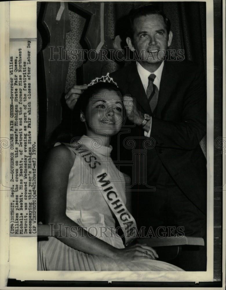 1970 Press Photo Governor Milliken Miss Nesbit MI Fair - Historic Images