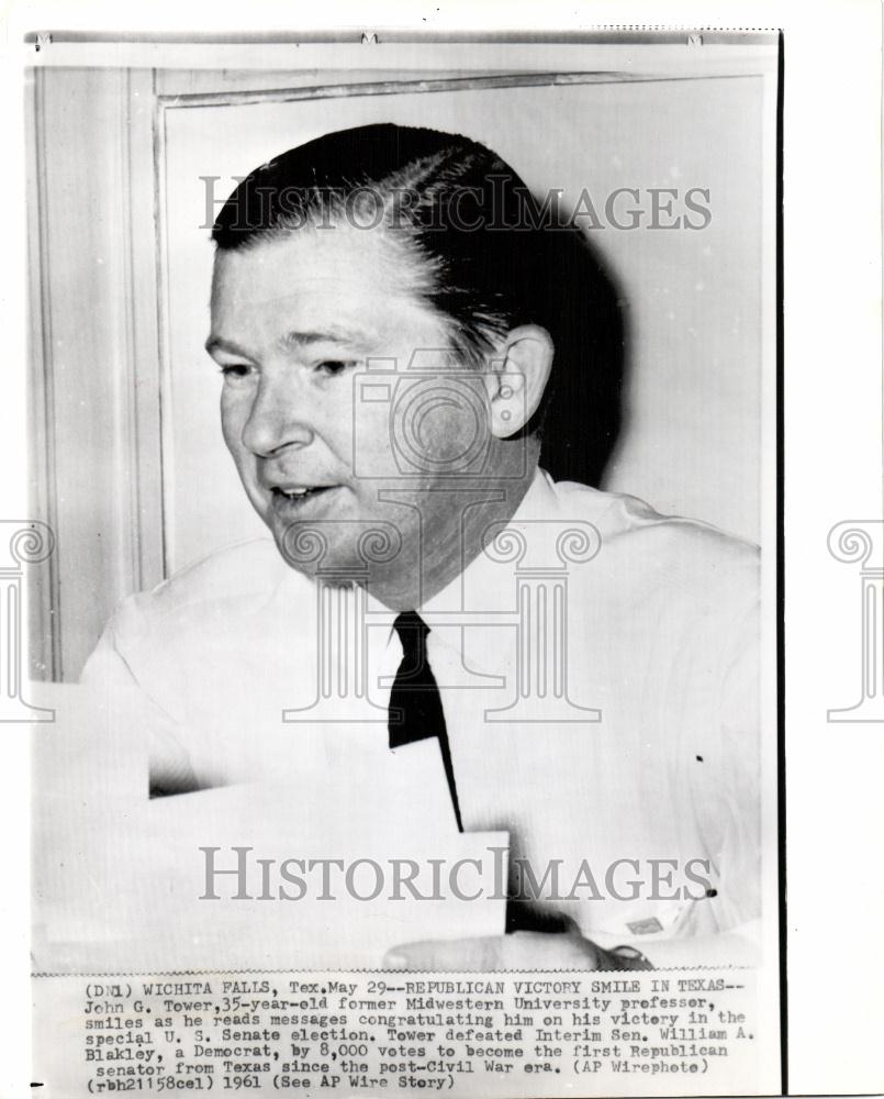 1961 Press Photo John G. Tower Senator Texas - Historic Images