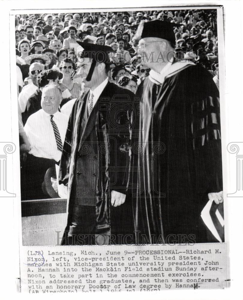 1957 Press Photo Richard Nixon Honorary Degree Michigan - Historic Images