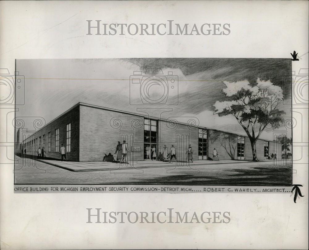 Press Photo Office Building  Michigan Employment - Historic Images