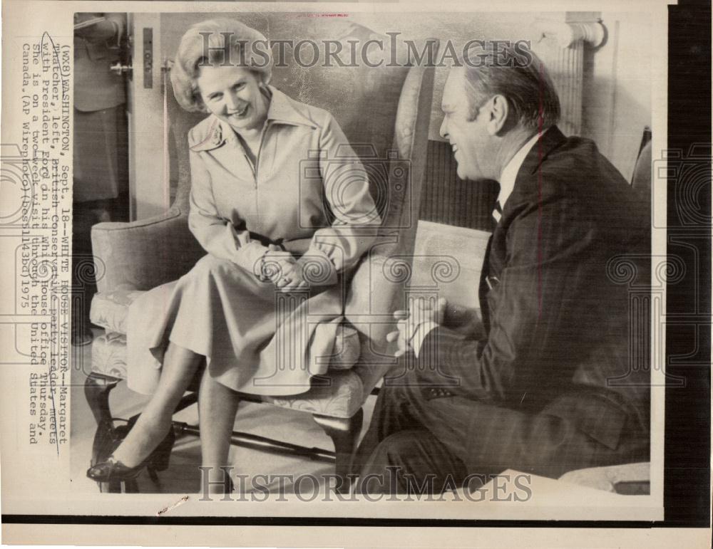 1975 Press Photo Margaret Thatcher President G Ford - Historic Images