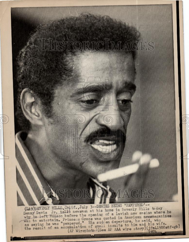 1974 Press Photo Sammy Davis Jr. Insulted Monaco Casino - Historic Images