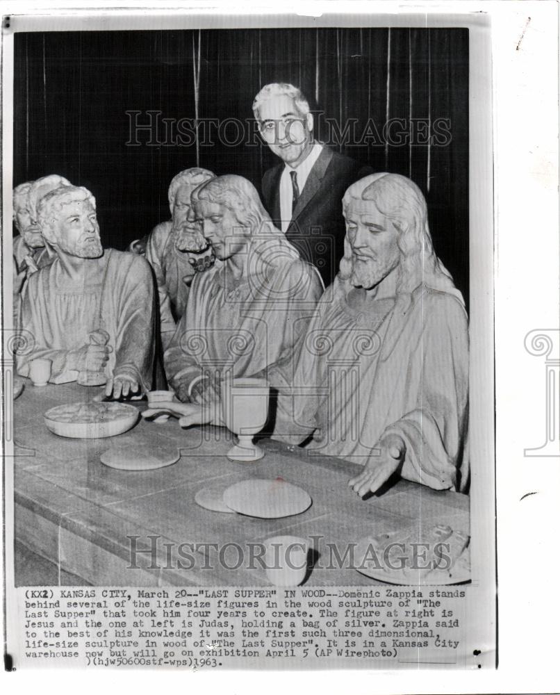 1963 Press Photo The Last Supper Wood Sculpture Life-Sz - Historic Images