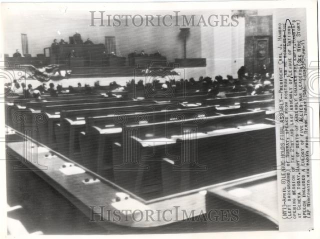 1946 Press Photo carl hambro rostrum league of nations - Historic Images