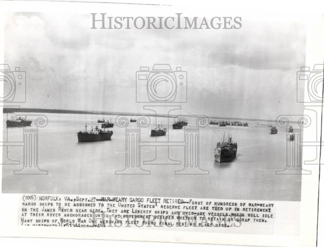 1940 Press Photo James River Cargo Ships Retired War - Historic Images