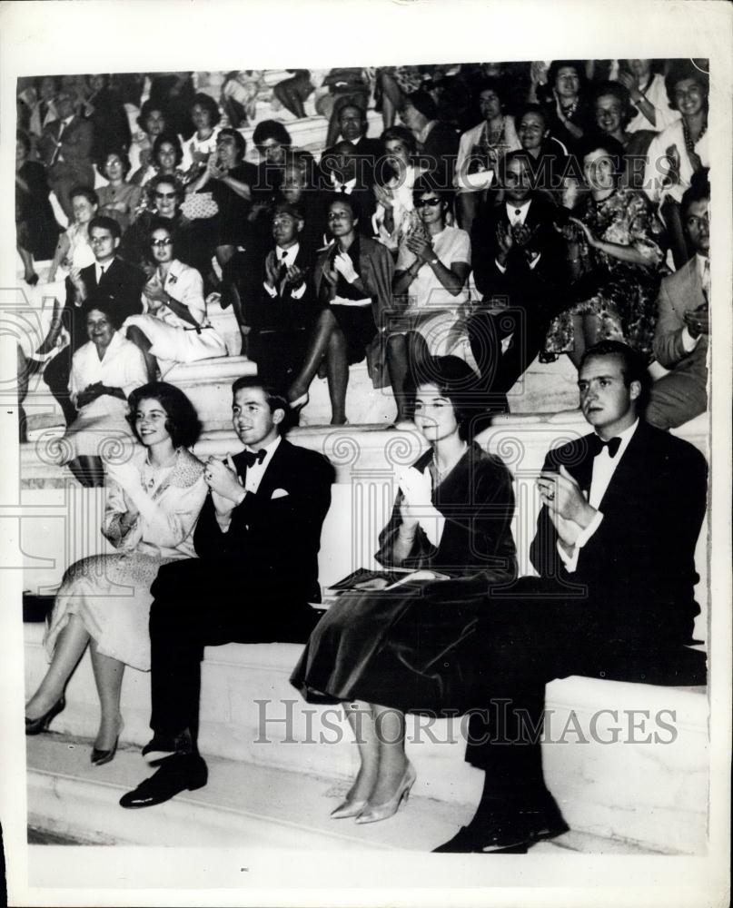 1961 Press Photo Don Juan And Princess Sophia &amp; Prince Constantine and P. Irene - Historic Images