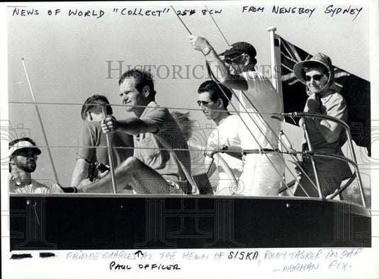 Press Photo Prince Charles at the Helm of "Siska" - Historic Images