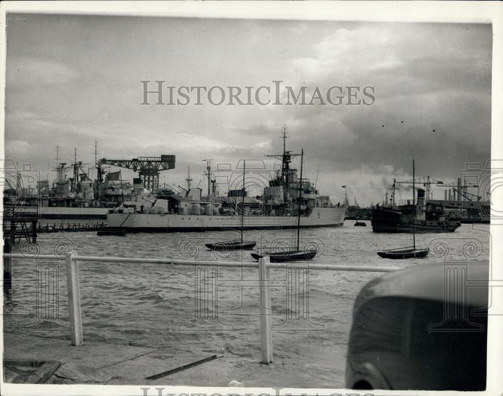 1956 Press Photo Egyptian Warship At Portsmouth - Historic Images