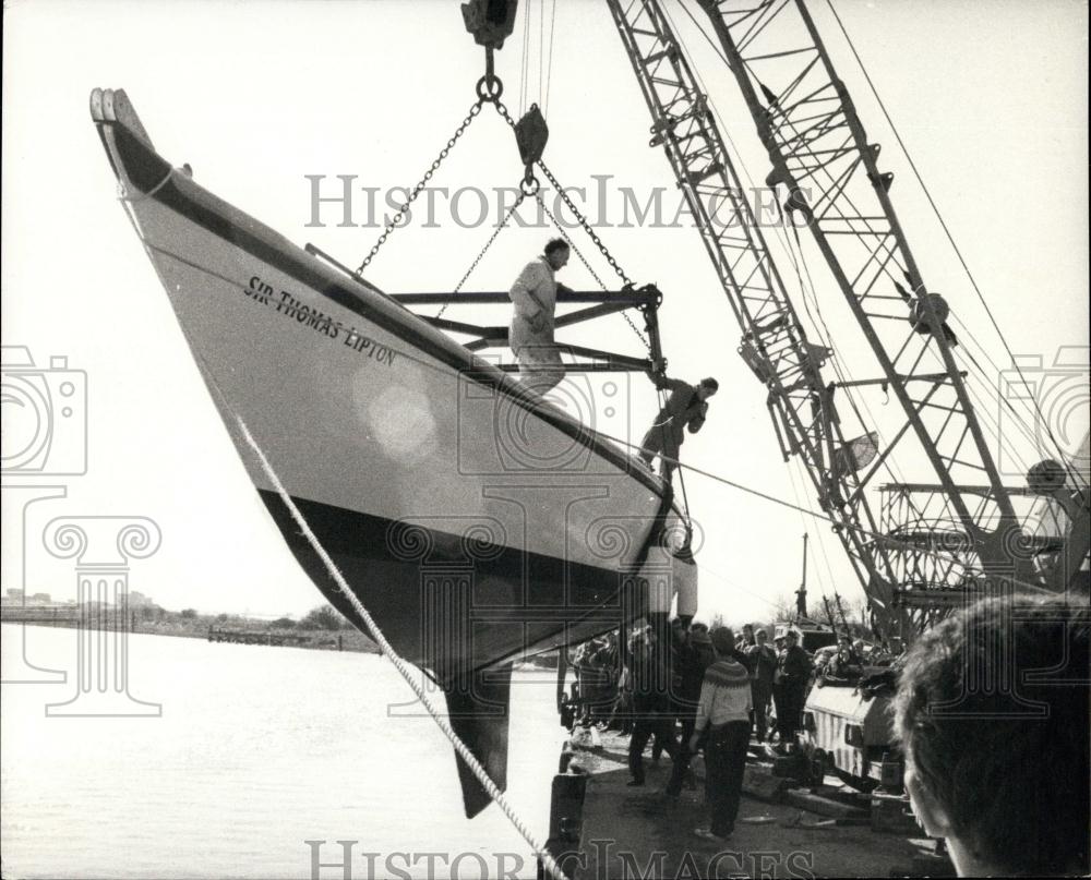 1968 Press Photo Racing yacht "Sir Thomas Lipton" launched - Historic Images