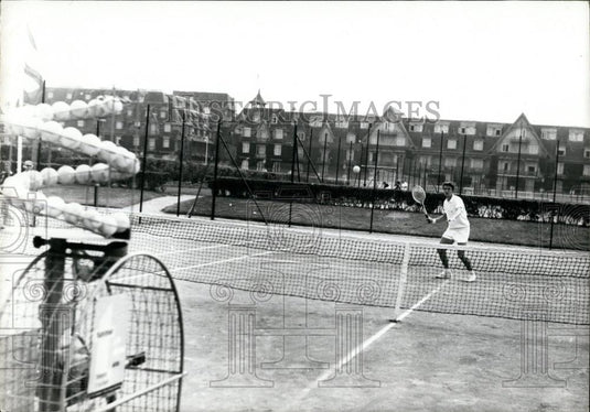 1964 Press Photo Pierre Bathes is busy training for tennis match - Historic Images