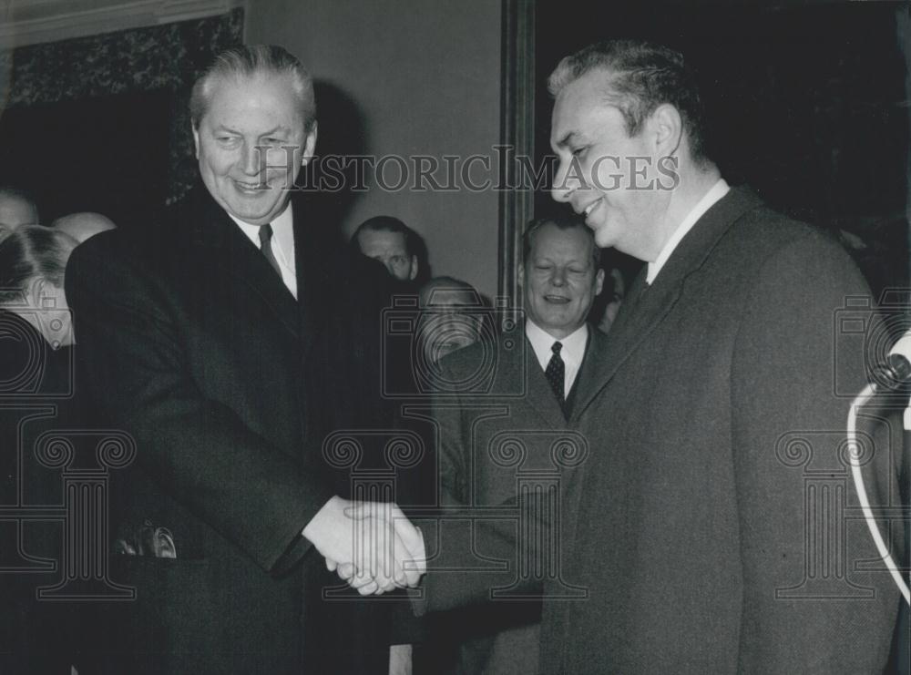 1968 Press Photo German Chancellor Kurt Kiesenger foreign minister Willy Brandt - Historic Images