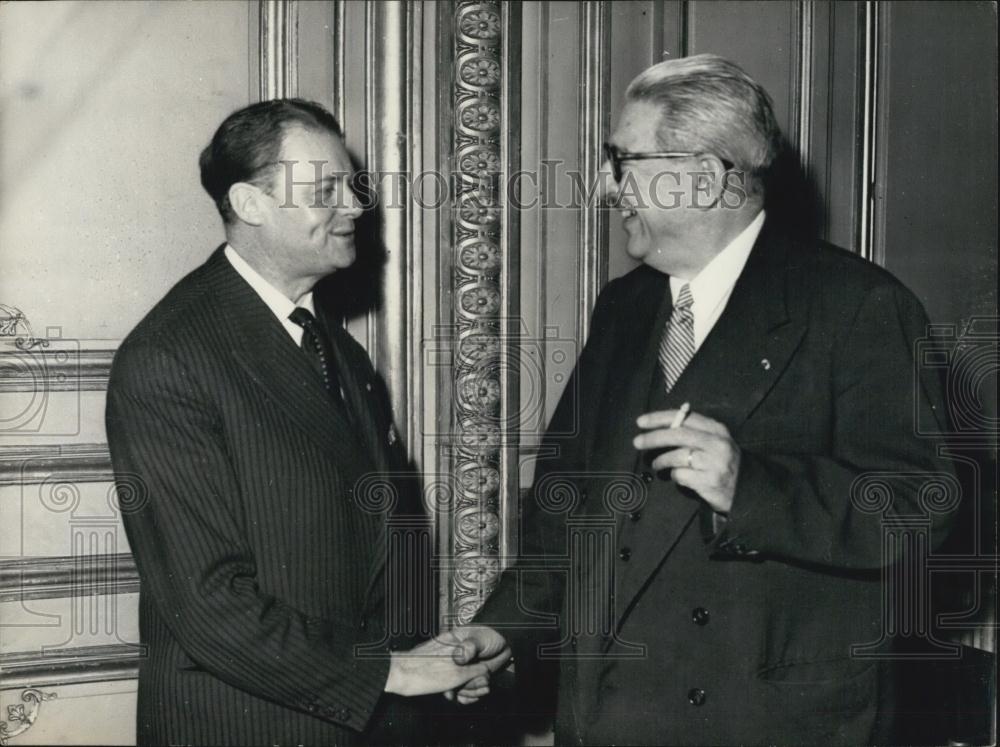 Press Photo M. Jules Moch Transfers Powers M. Emilie Pelletier France Foreign - Historic Images